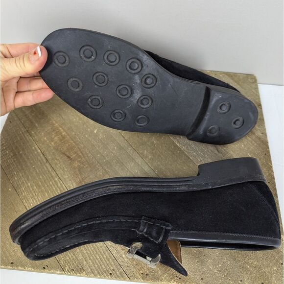 Ferragamo Black Suede Loafers Men’s 7.5 / Women’s 9.5 Designer Italy Logo Hardwa - Picture 5 of 9
